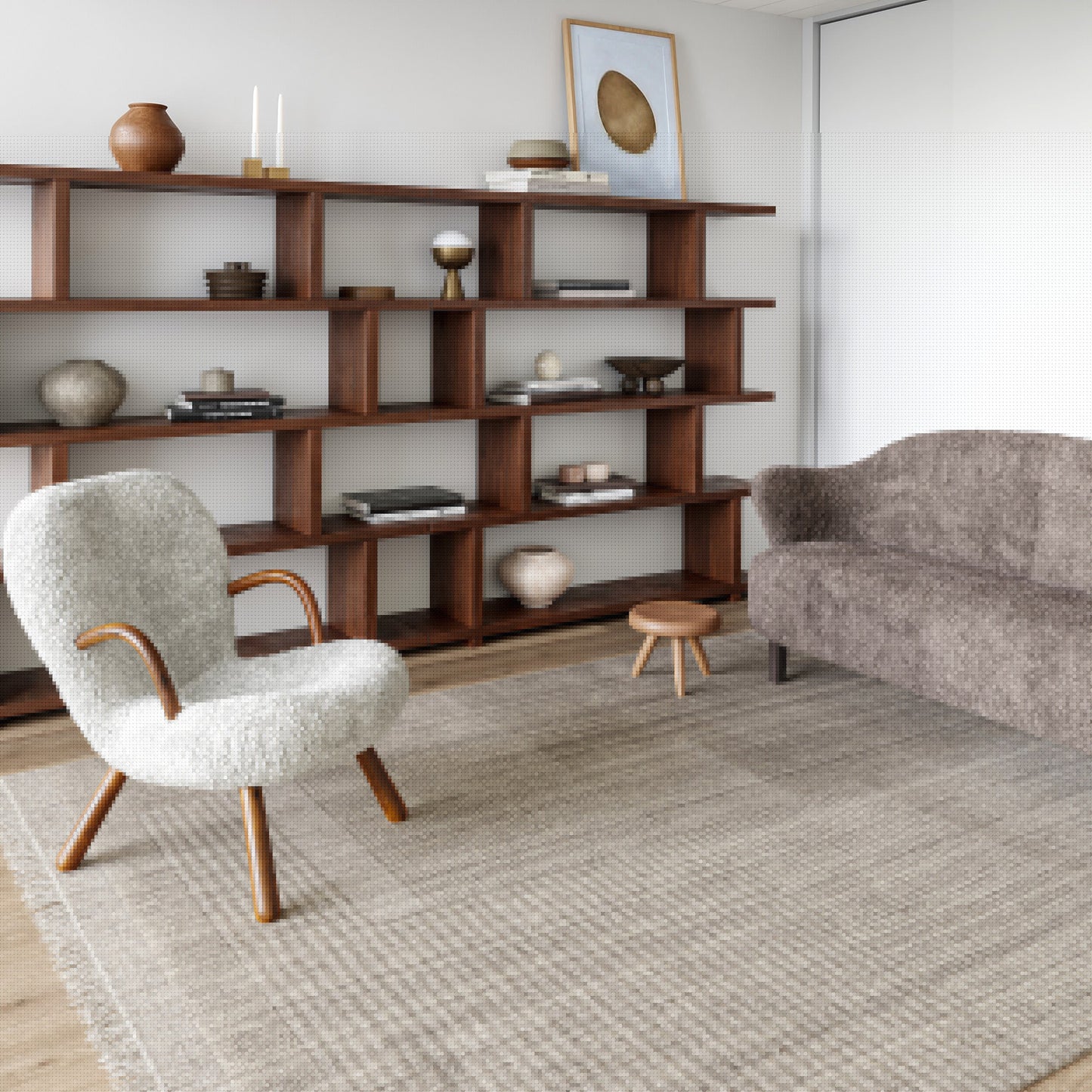 nuLOOM Mozai Fringed Wool-Blend 4ft. x 6ft. Beige Area Rug