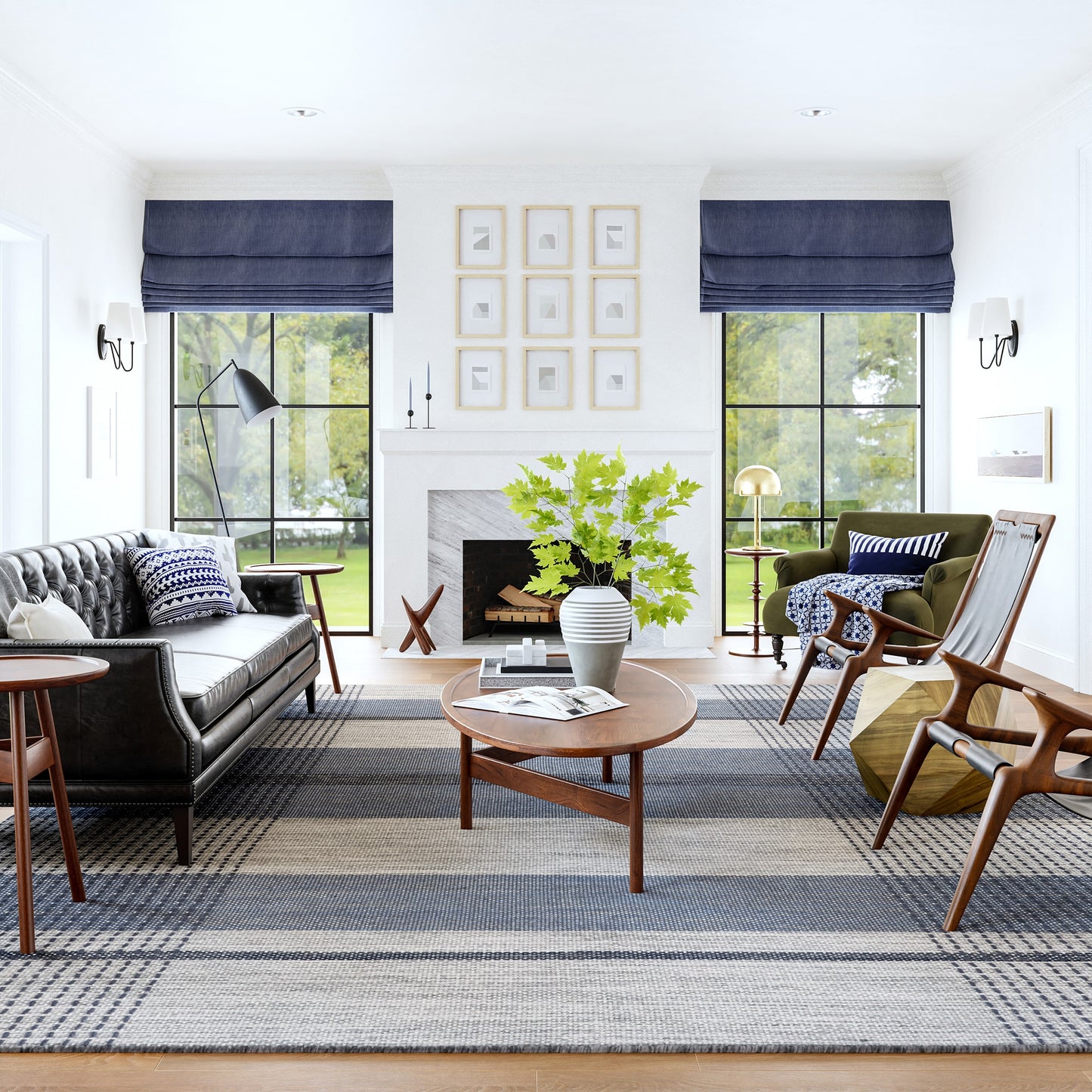 nuLOOM Portland Plaid Wool 8ft. x 10ft. Blue Area Rug