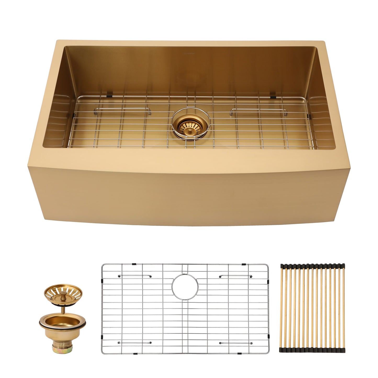 LIVIZA Nano Coating Gold Farmhouse apron front 30-in x 21-in Stainless steel Single bowl 16 -Gauge Kitchen Sink
