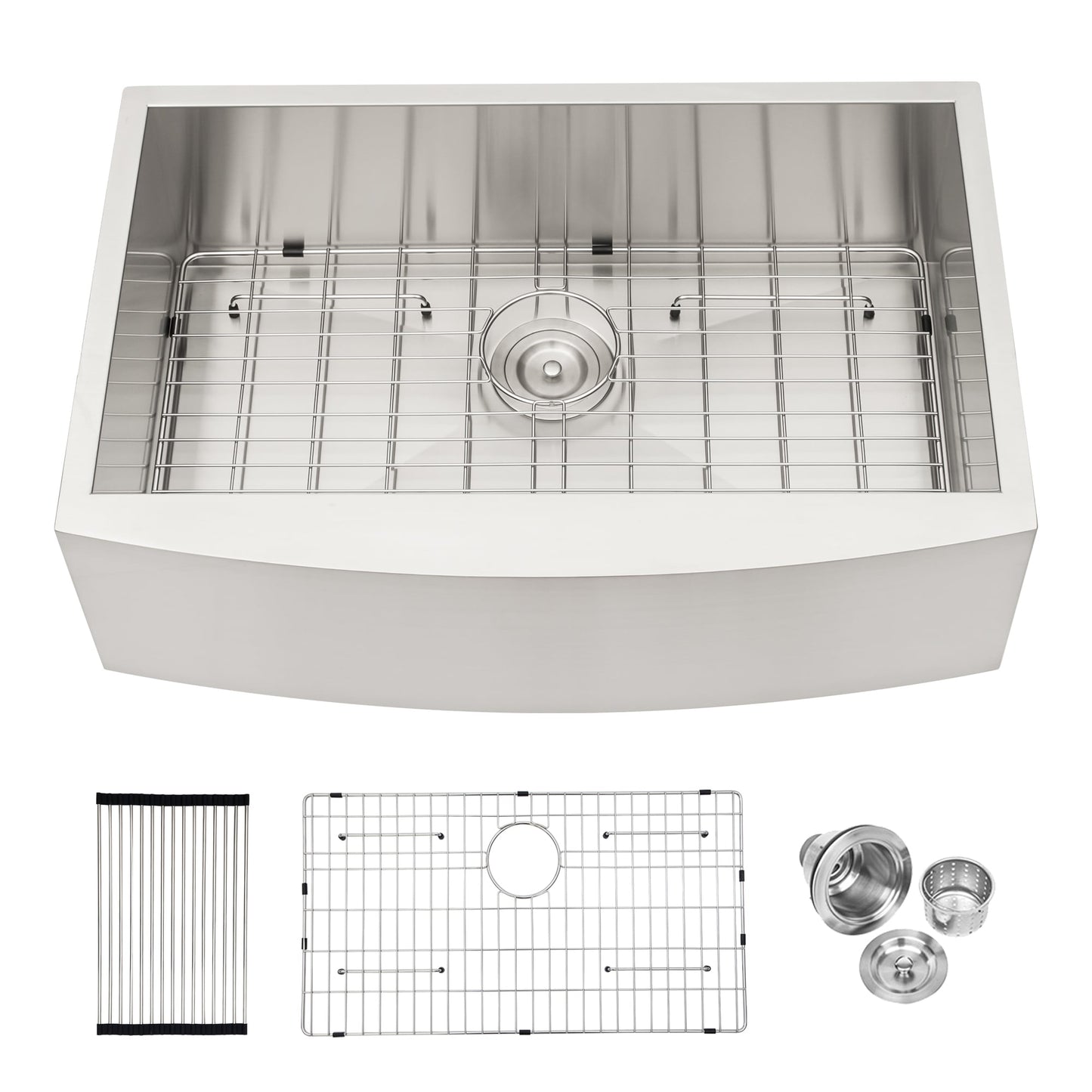LIVIZA SS Farmhouse apron front 33-in x 20-in Stainless steel Single bowl 16 -Gauge Kitchen Sink