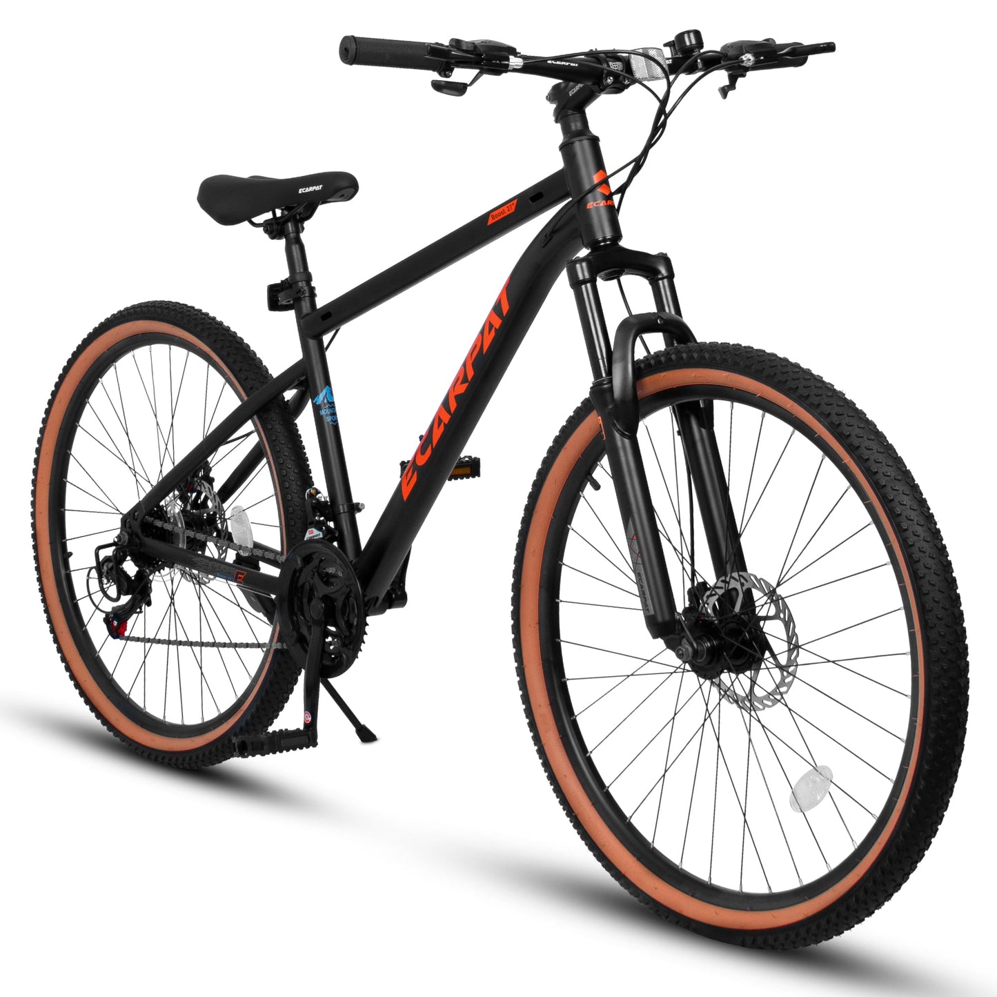LOVMOR 275 Inch Mountain Bike Carbon Steel Frame Disc Brakes Brown Tires