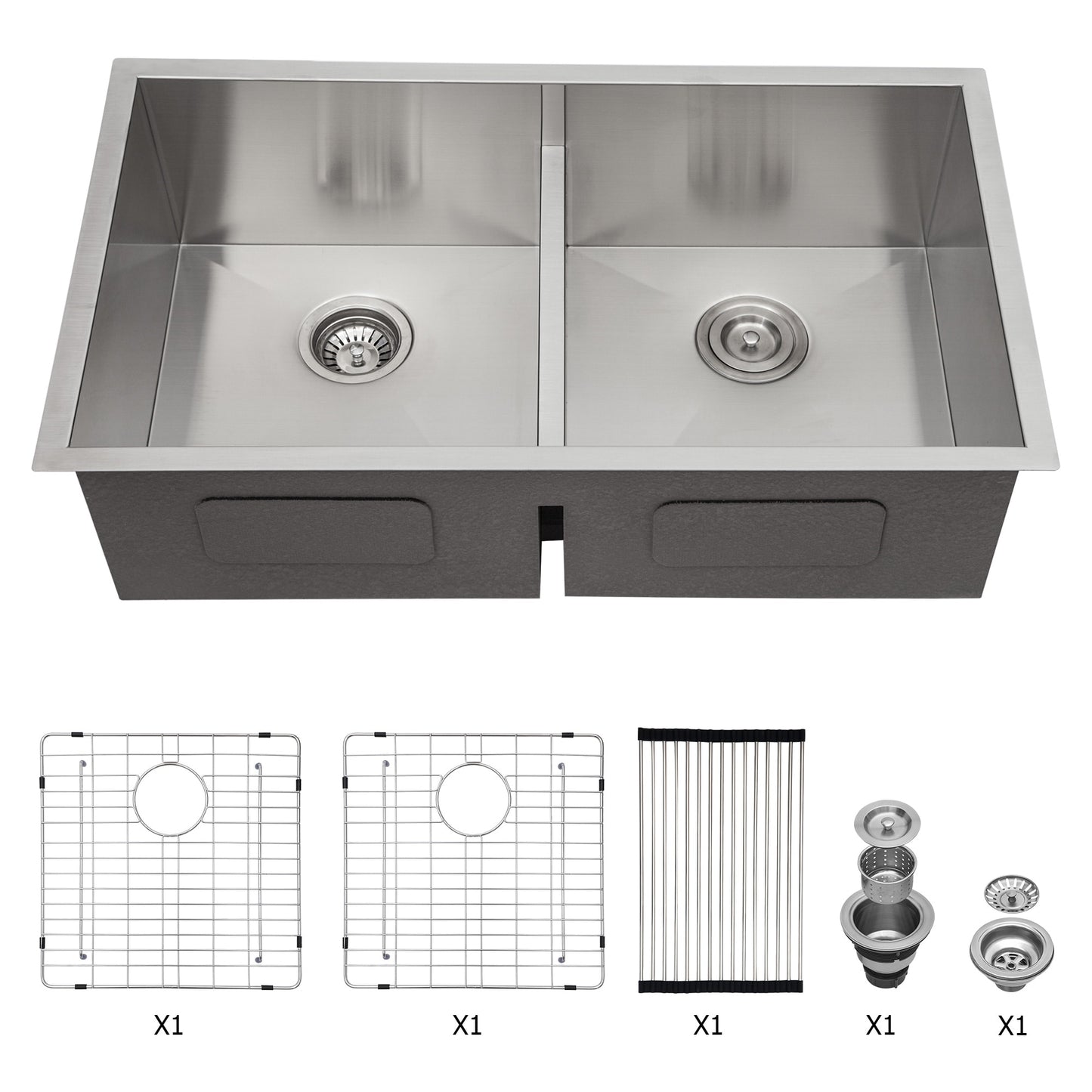 LIVIZA Undermount 36-in x 19-in Stainless steel Double equal bowl 16 -Gauge Kitchen Sink