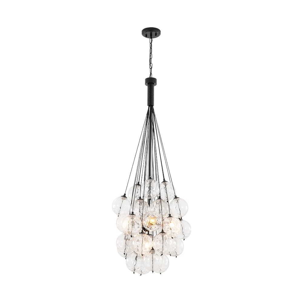 Zicbol 5 -Light Matte Black Indoor Clear glass Glass Metal Chandelier