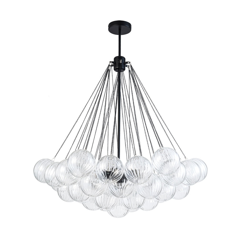 Zicbol 3 -Light Matte Black Indoor Textured glass Metal Chandelier