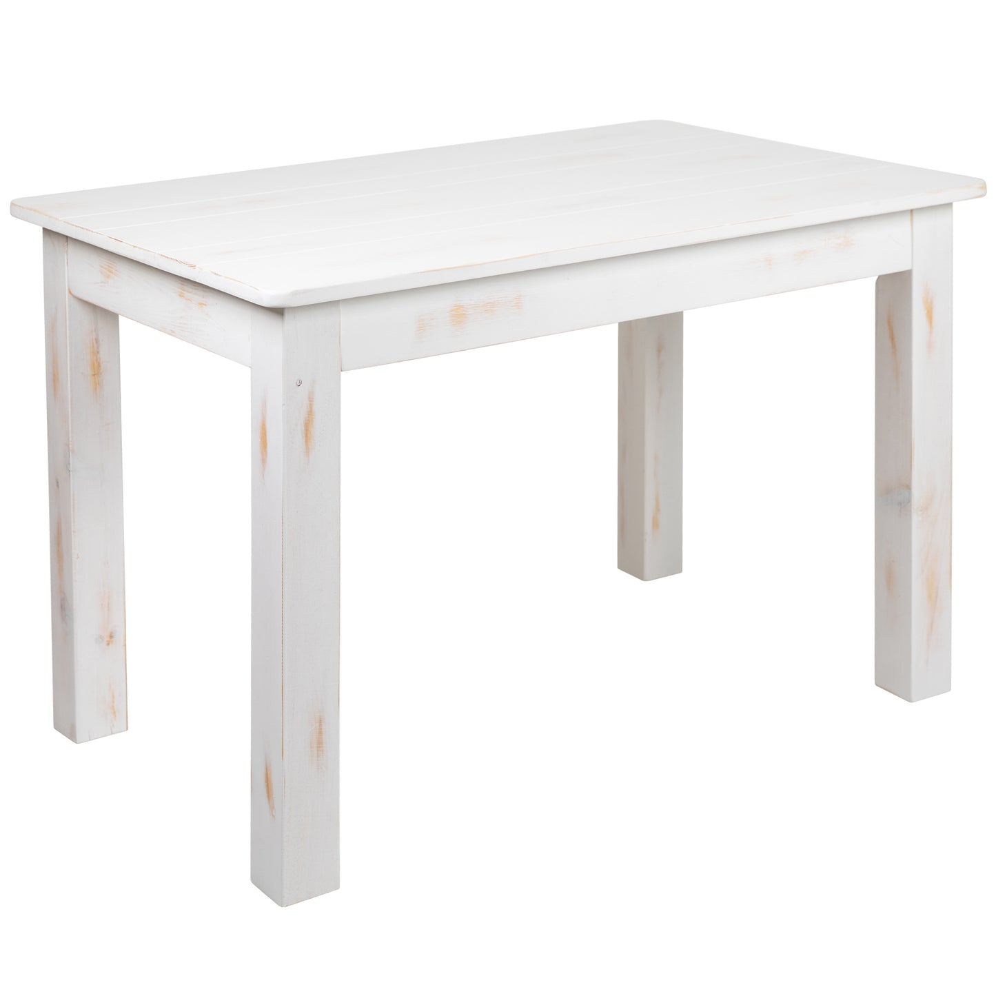 Emma + Oliver 46-in x 30-in Rectangular Antique Rustic White Solid Pine Farm Dining Table