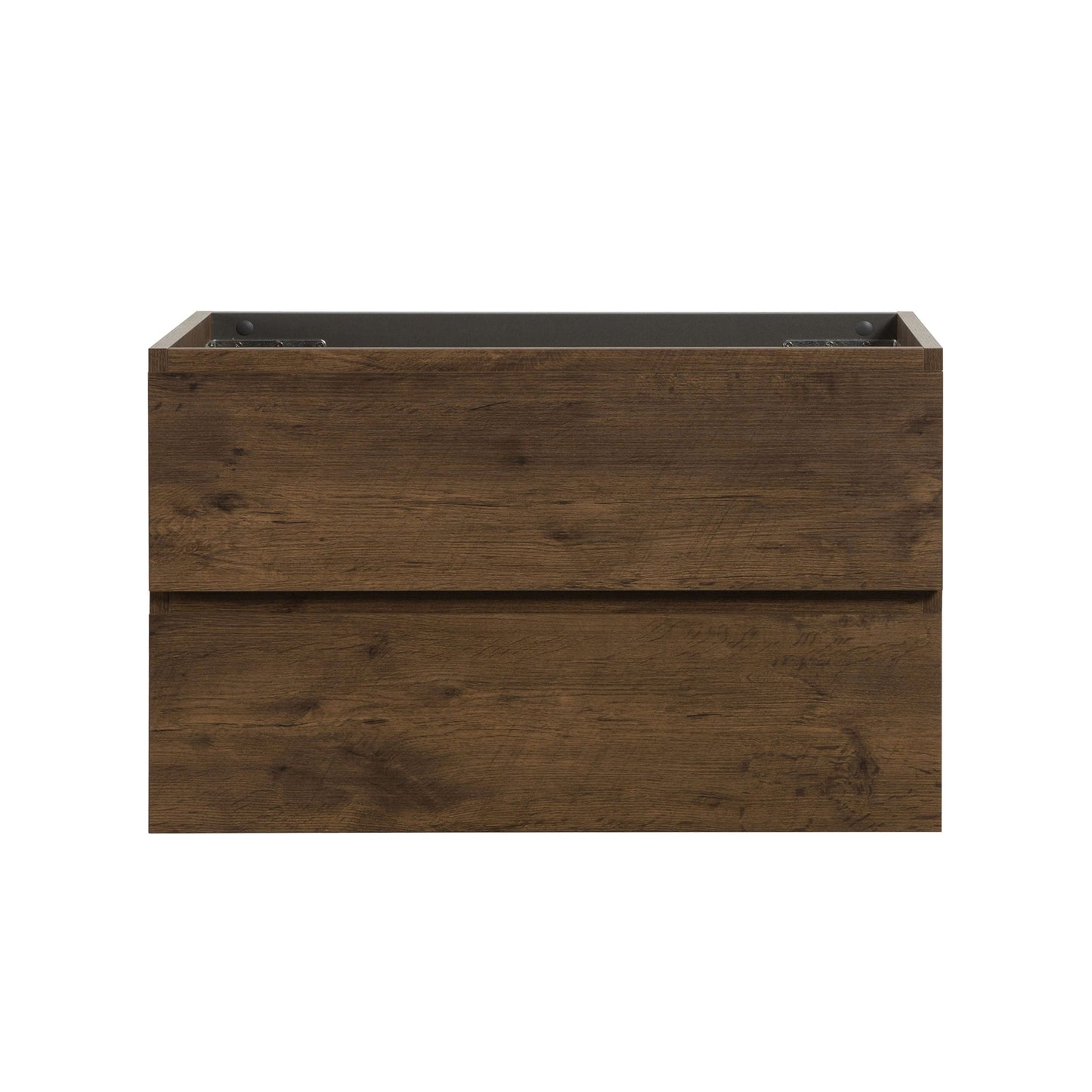 GDFStudio Monaco 36 Inches Wall Mount Bathroom Cabinet without Basin with Two Drawers Pre-Assembled - Walnut