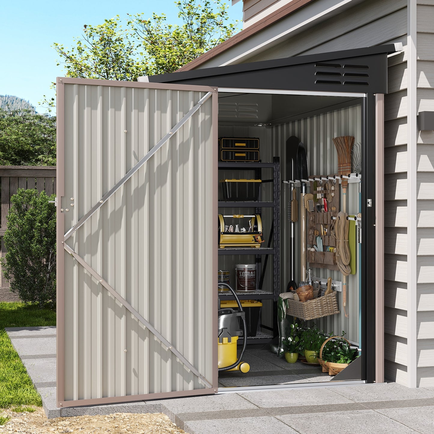 AOXUN 6-ft x 4-ft Economy Series Galvanized steel Metal Storage Shed