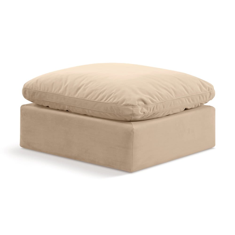 Meridian Indulge Beige Velvet Ottoman