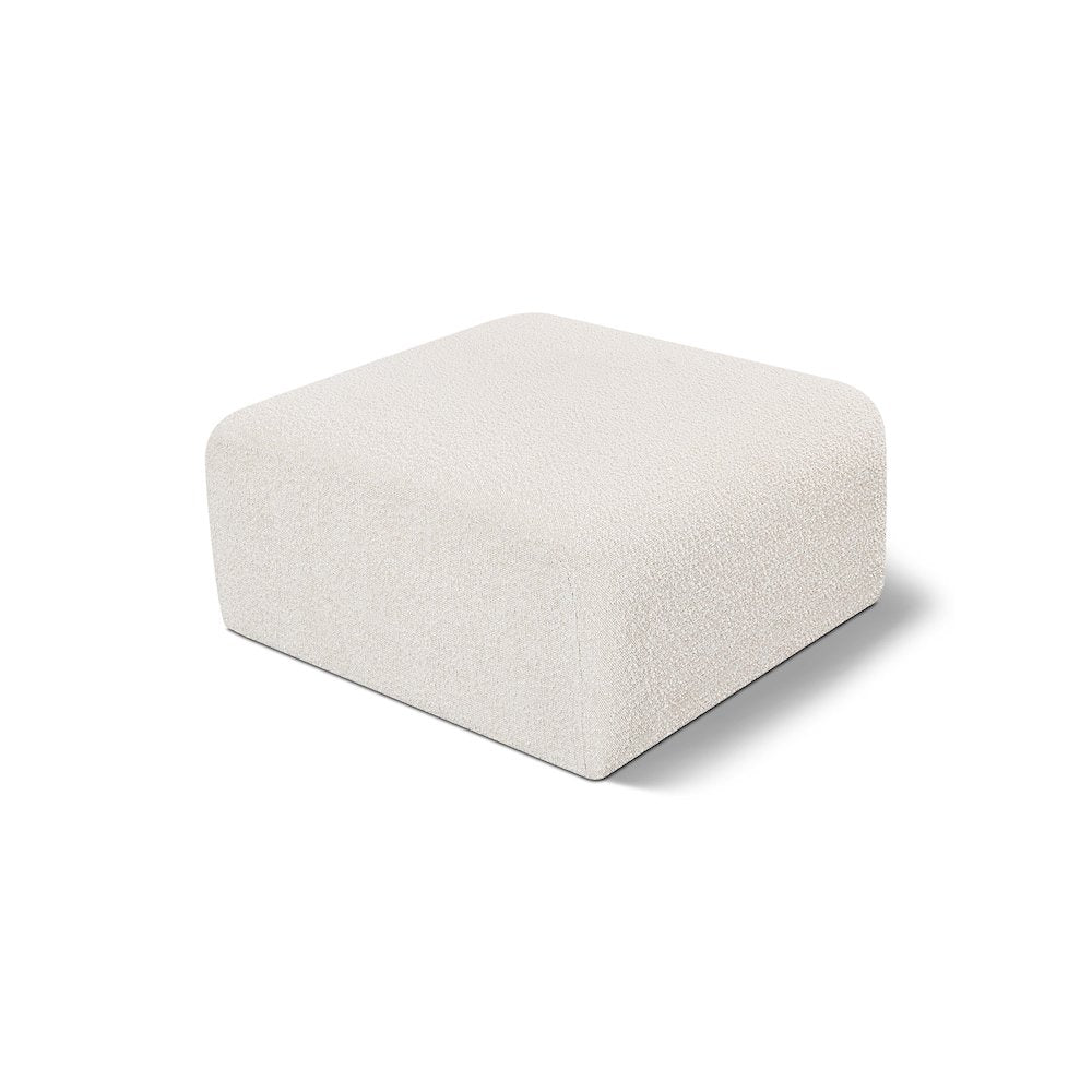 Meridian Arc Cream Boucle Fabric Ottoman