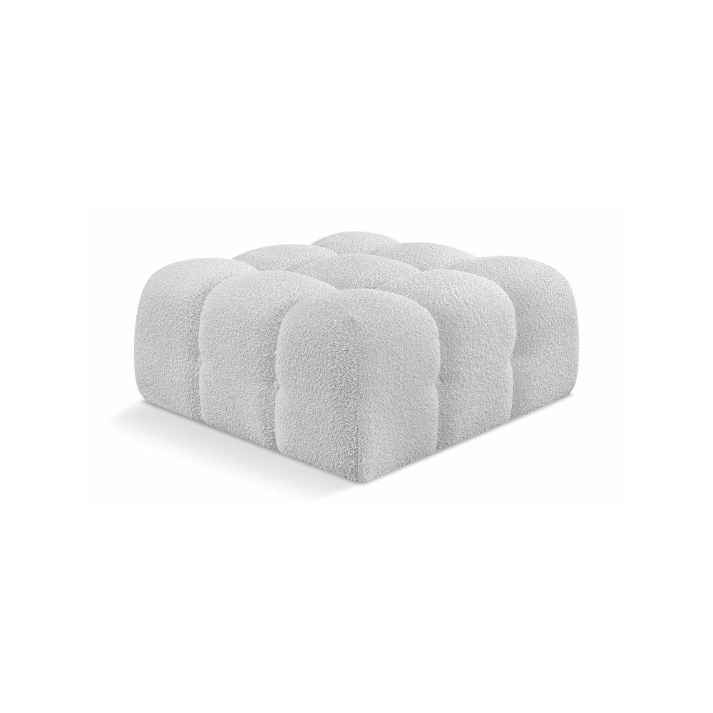 Meridian Ames Grey Boucle Fabric Ottoman