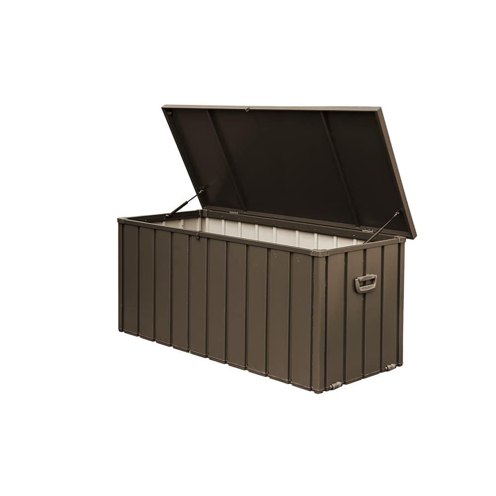 JUJABU Dark Brown 160 Gallon Outdoor Storage Deck Box Waterproof for Outside Cushions Lockable