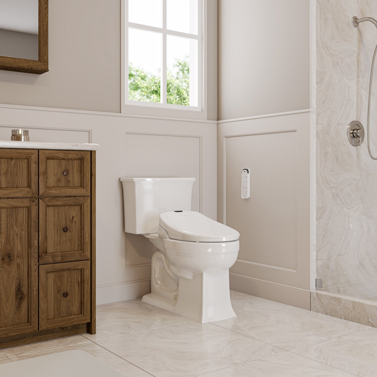 Brondell Swash 1400 Plastic White Elongated Slow Close Feature Heated Bidet Function Toilet Seat