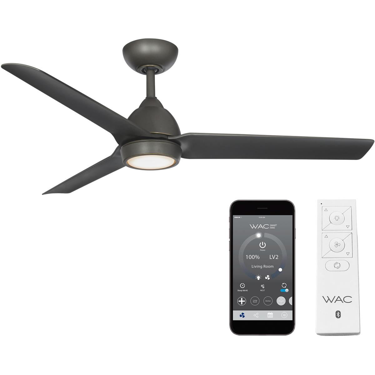 WAC Lighting F-001L-OB Mocha 54 inch Oil Rubbed Bronze Downrod Ceiling Fans Smart Fan