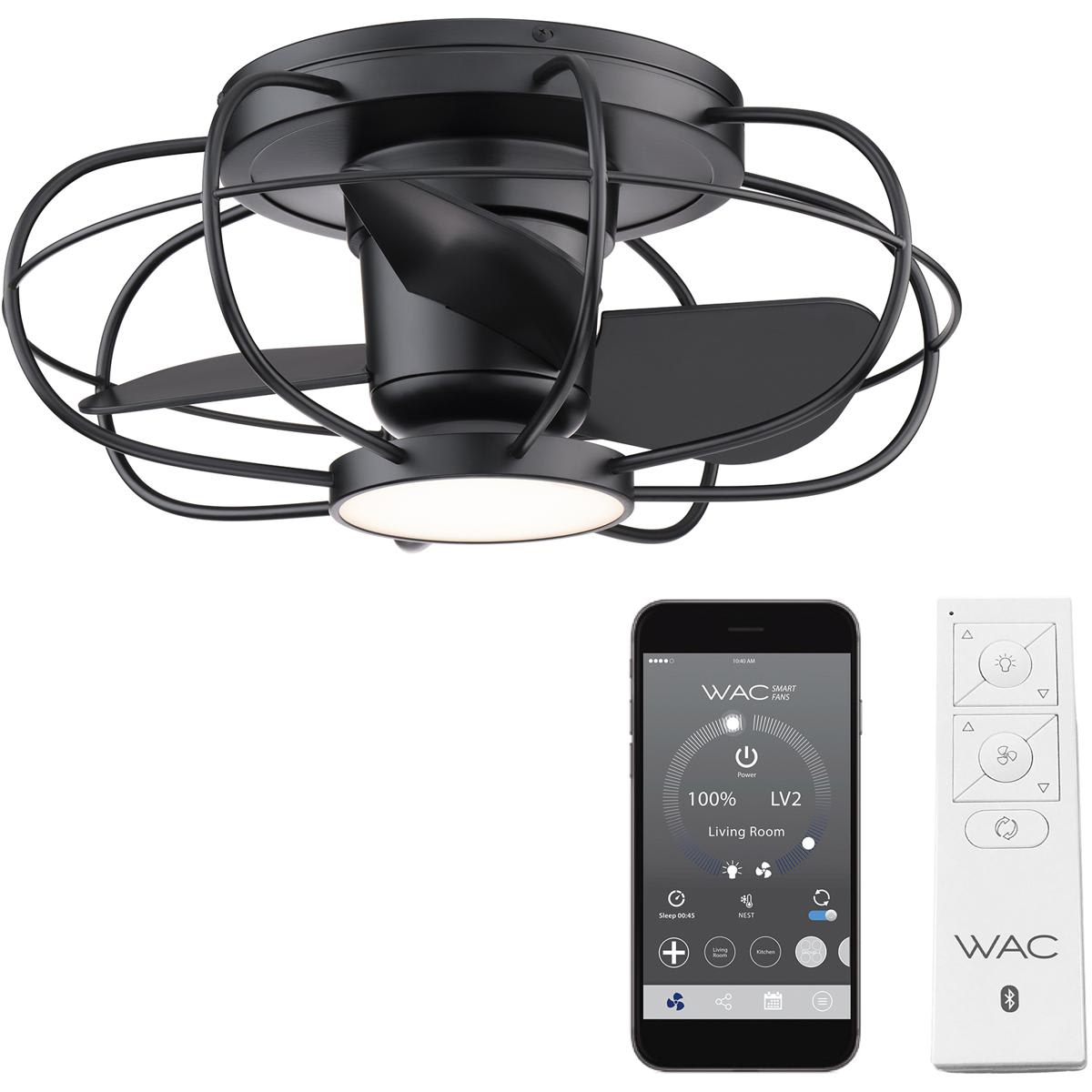 WAC Lighting F-096L-MB Aella 22 inch Matte Black Flush Mount Ceiling Fans