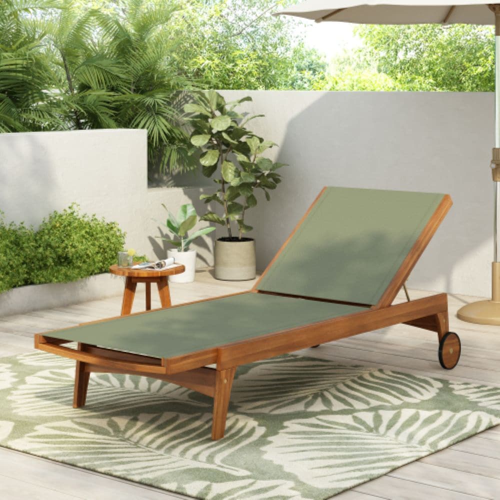 Christopher Knight Home Aiden Outdoor Patio Recliner Chaise Lounge Green and Natural