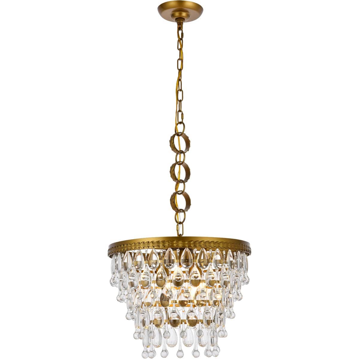 Elegant Lighting 1219D16BR/RC Nordic 4 Light 16 inch Brass Pendant Ceiling Light