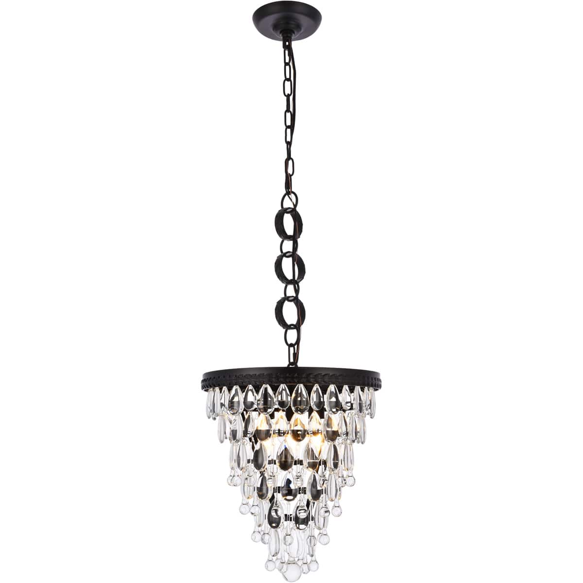 Elegant Lighting 1219D13BK/RC Nordic 3 Light 13 inch Black Pendant Ceiling Light