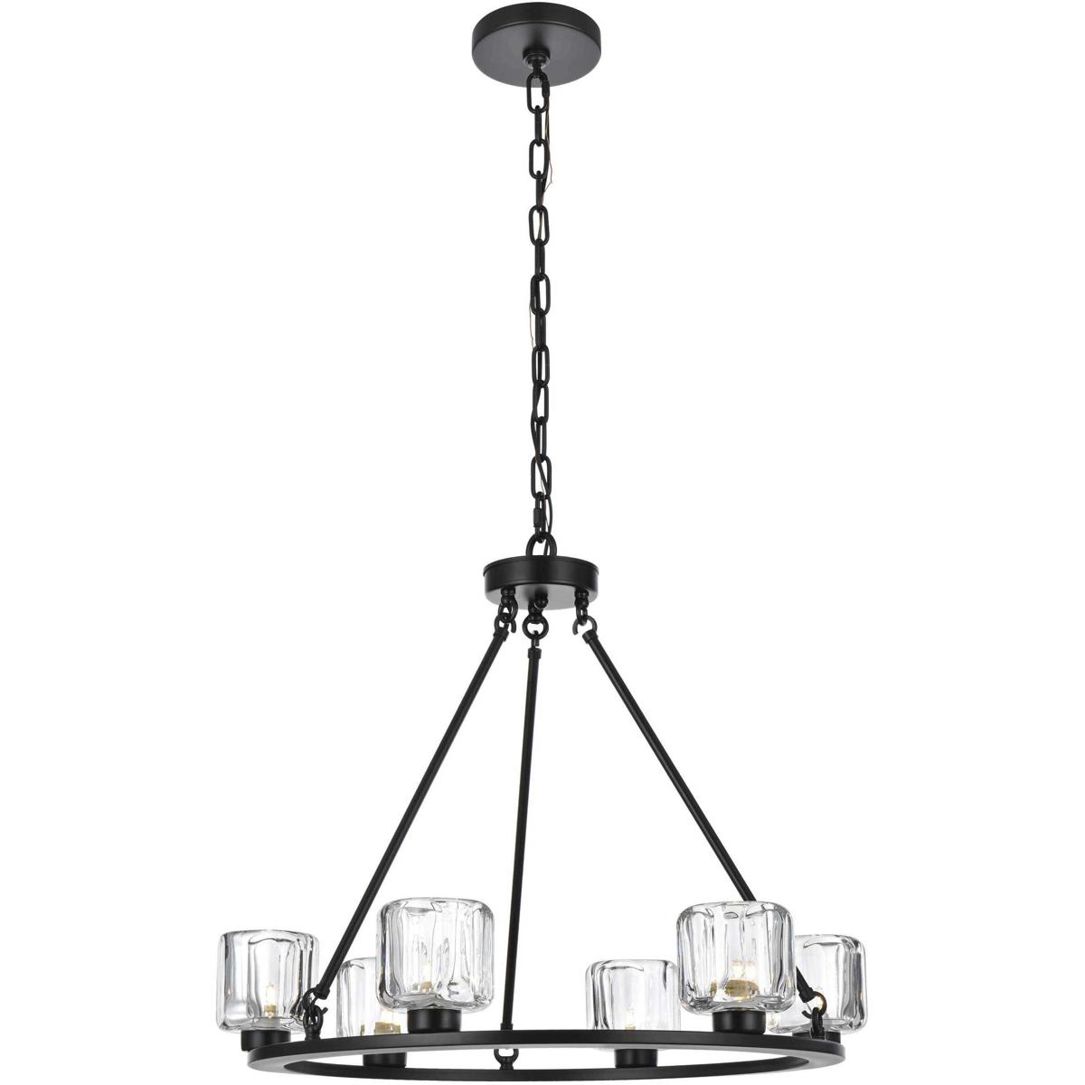 Elegant Lighting 5100D26BK Cadence 6 Light 26 inch Black Chandelier Ceiling Light