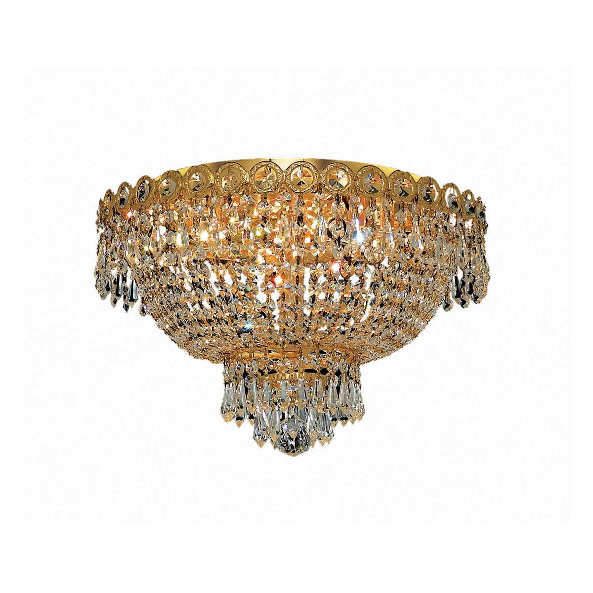 Elegant Lighting V1900F16G/RC Century 4 Light 16 inch Gold Flush Mount Ceiling Light in Royal Cut