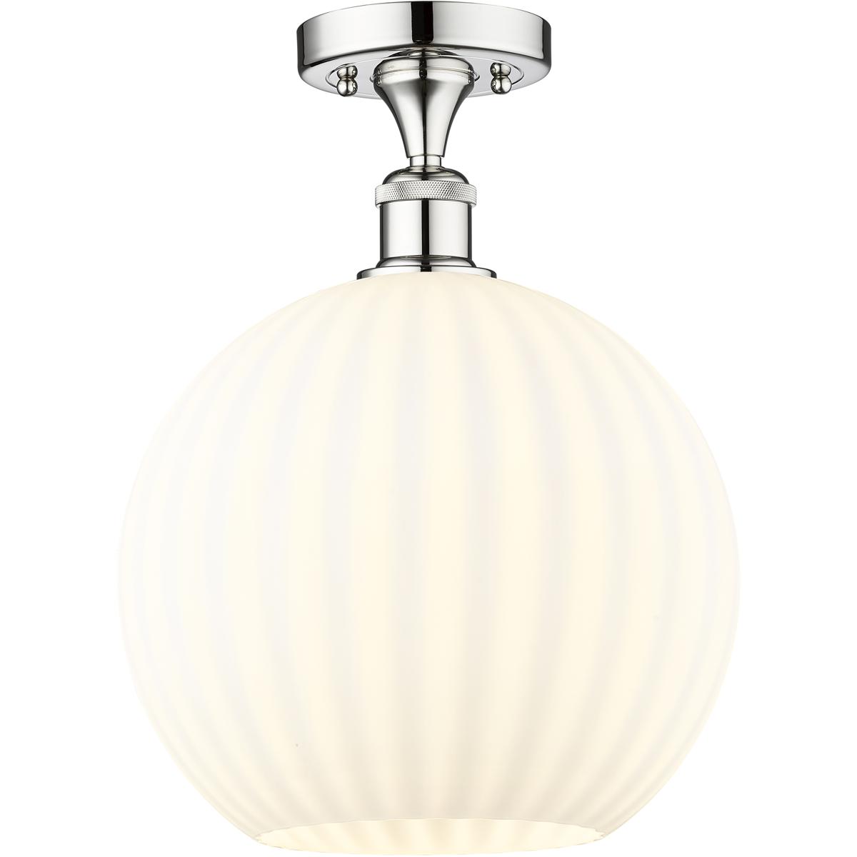 Innovations Lighting 616-1F-PC-G1217-12WV Edison White Venetian Semi-Flush Mount Polished Chrome