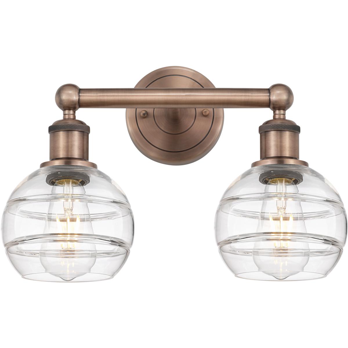 Innovations Lighting 616-2W-AC-G556-6CL Edison Rochester Bathroom Vanity Light Antique Copper