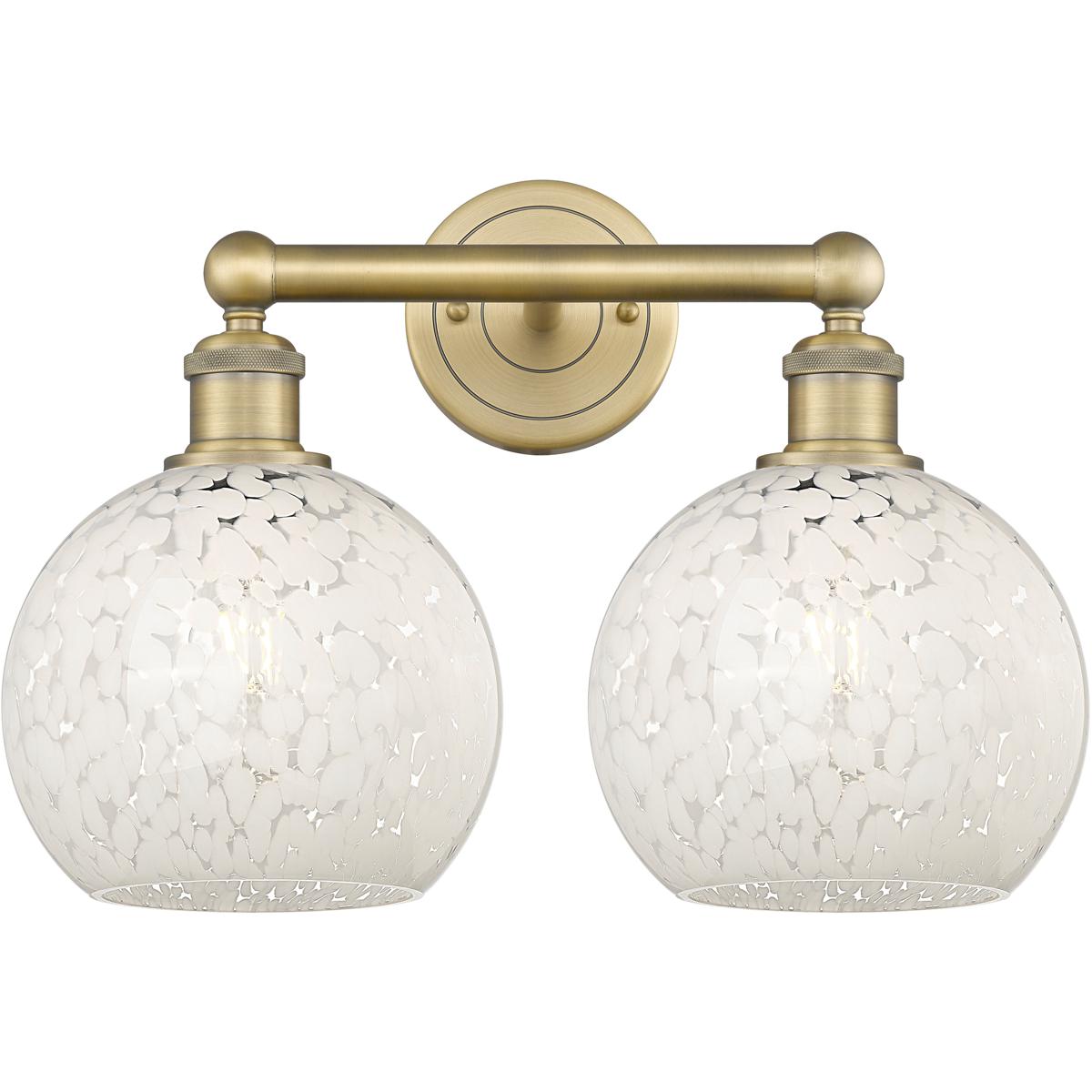 Innovations Lighting 616-2W-BB-G1216-8WM Edison White Mouchette Bathroom Vanity Light Brushed Brass