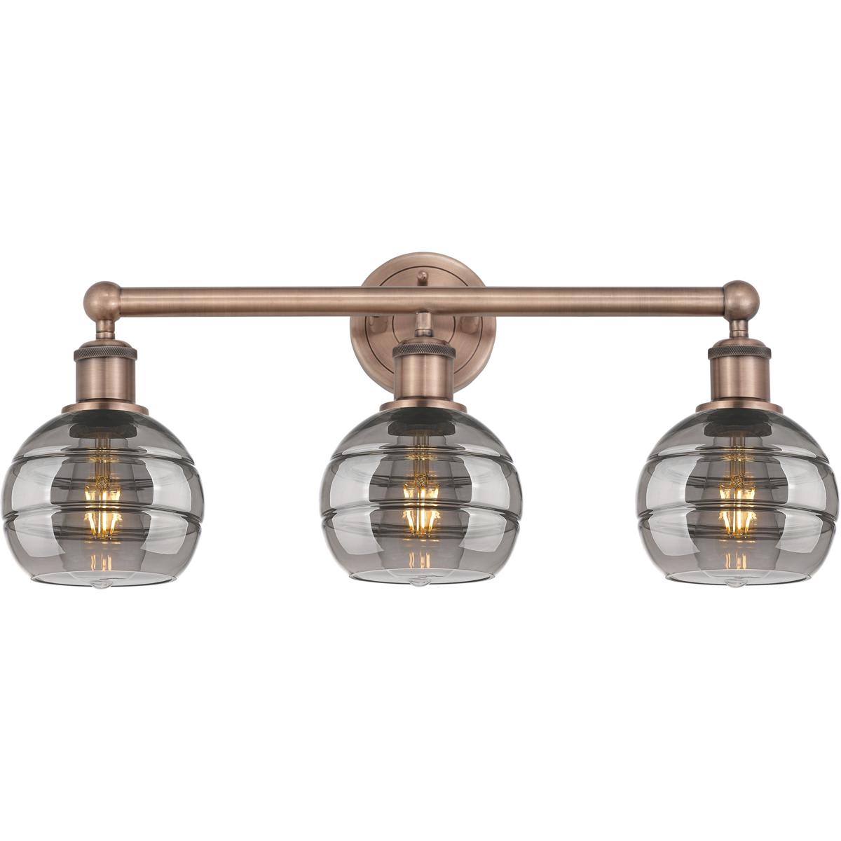 Innovations Lighting 616-3W-AC-G556-6SM Edison Rochester Bathroom Vanity Light Antique Copper