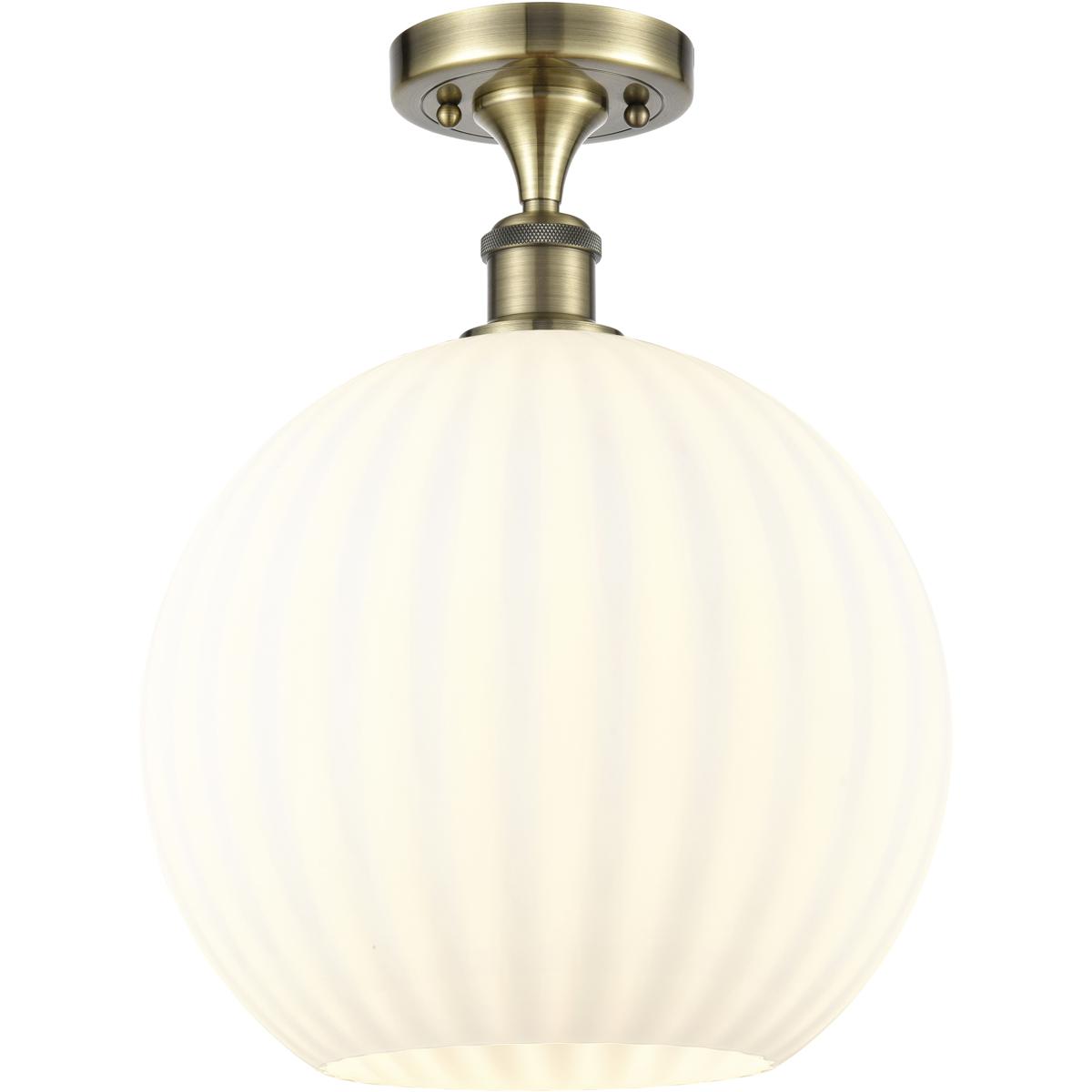 Innovations Lighting 516-1C-AB-G1217-12WV Ballston White Venetian Semi-Flush Mount Antique Brass