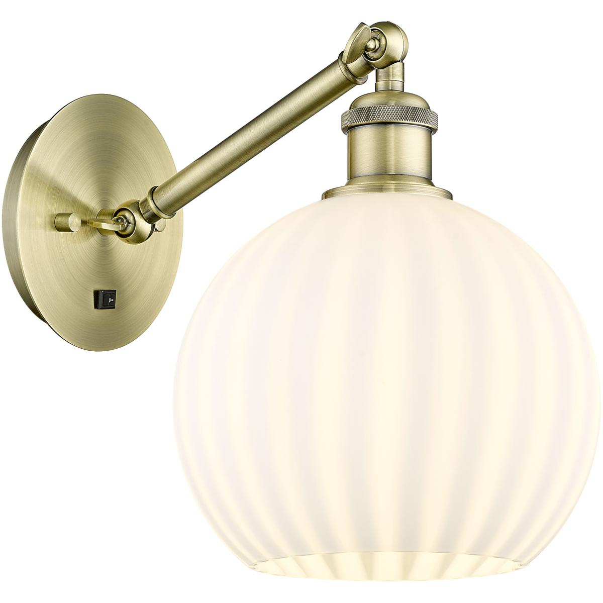 Innovations Lighting 317-1W-AB-G1217-8WV Ballston White Venetian Wall Sconce Antique Brass