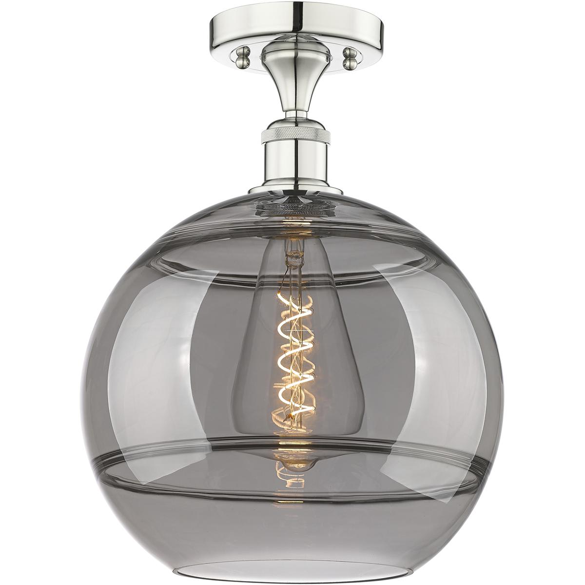 Innovations Lighting 616-1F-PN-G556-12SM Edison Rochester Semi-Flush Mount Polished Nickel