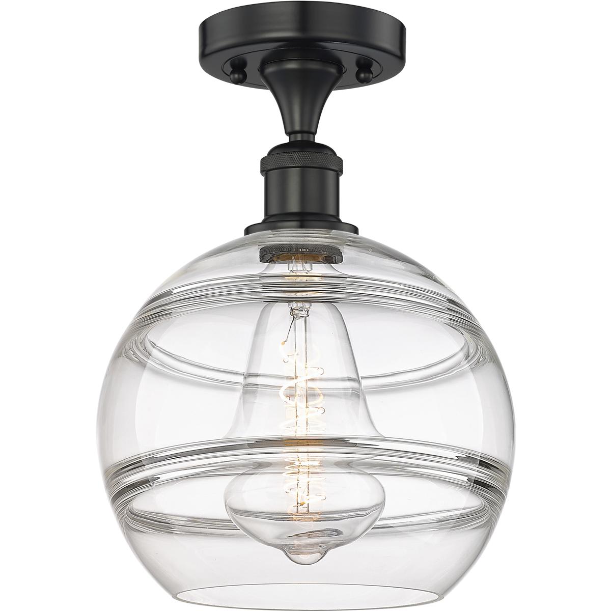 Innovations Lighting 616-1F-BK-G556-10CL Edison Rochester Semi-Flush Mount Matte Black