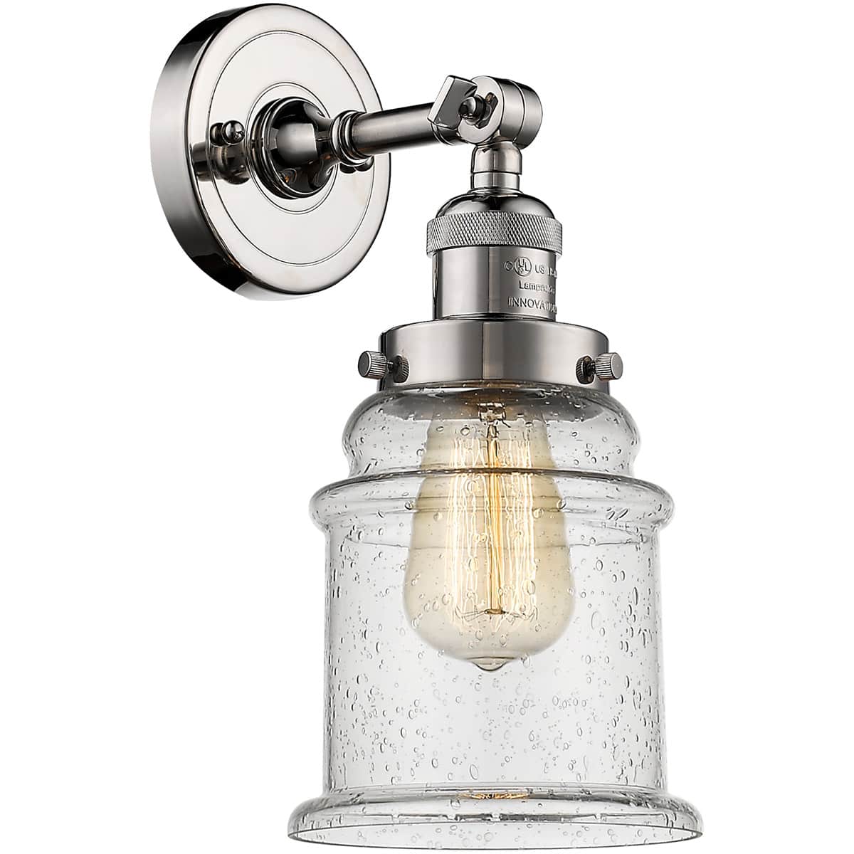 Innovations Lighting 203-PN-G184-LED Franklin Restoration Canton Wall Sconce Polished Nickel