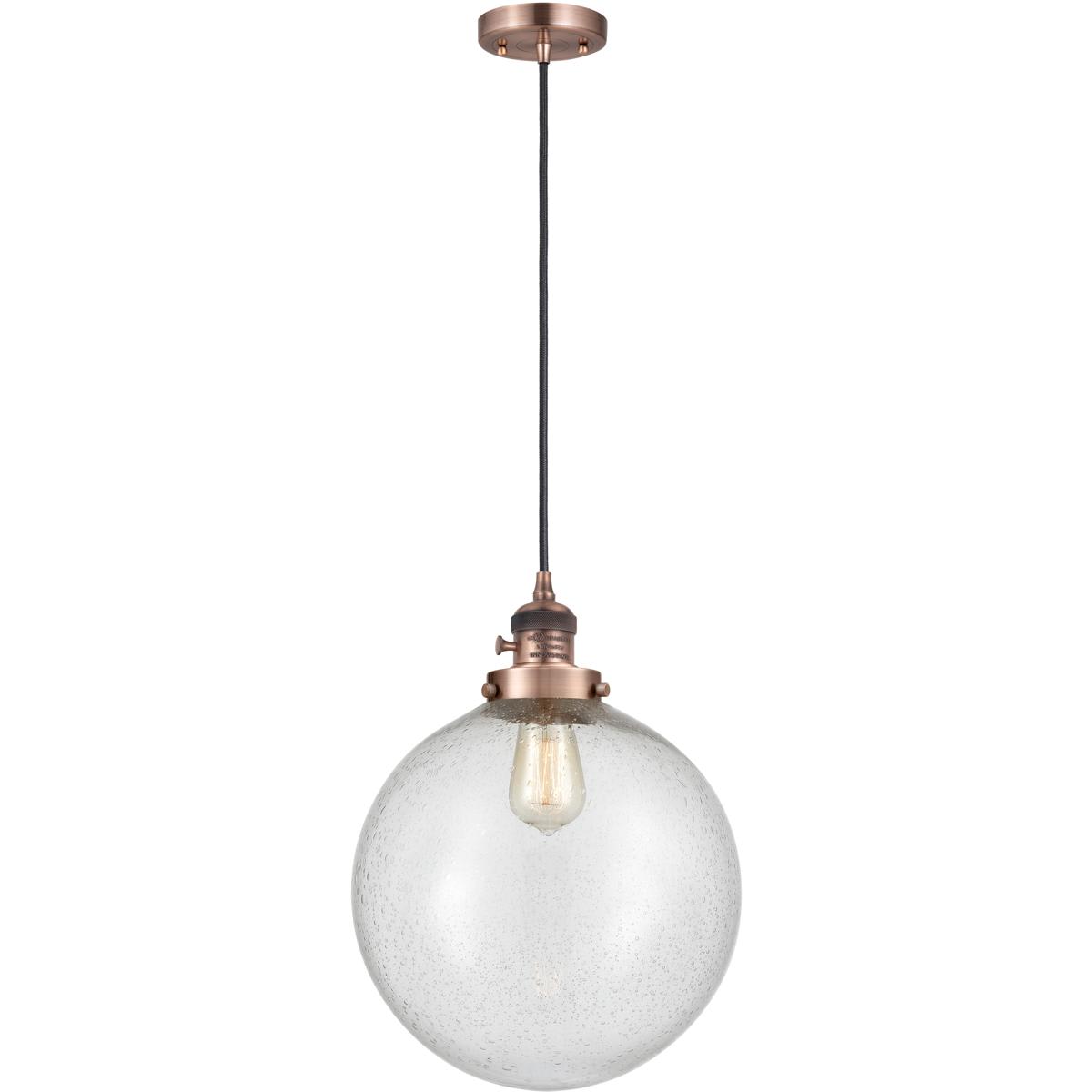 Innovations Lighting 201CSW-AC-G204-12 Franklin Restoration Beacon Mini Pendant Antique Copper
