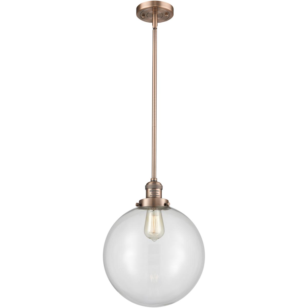 Innovations Lighting 201S-AC-G202-12 Franklin Restoration Beacon Mini Pendant Antique Copper