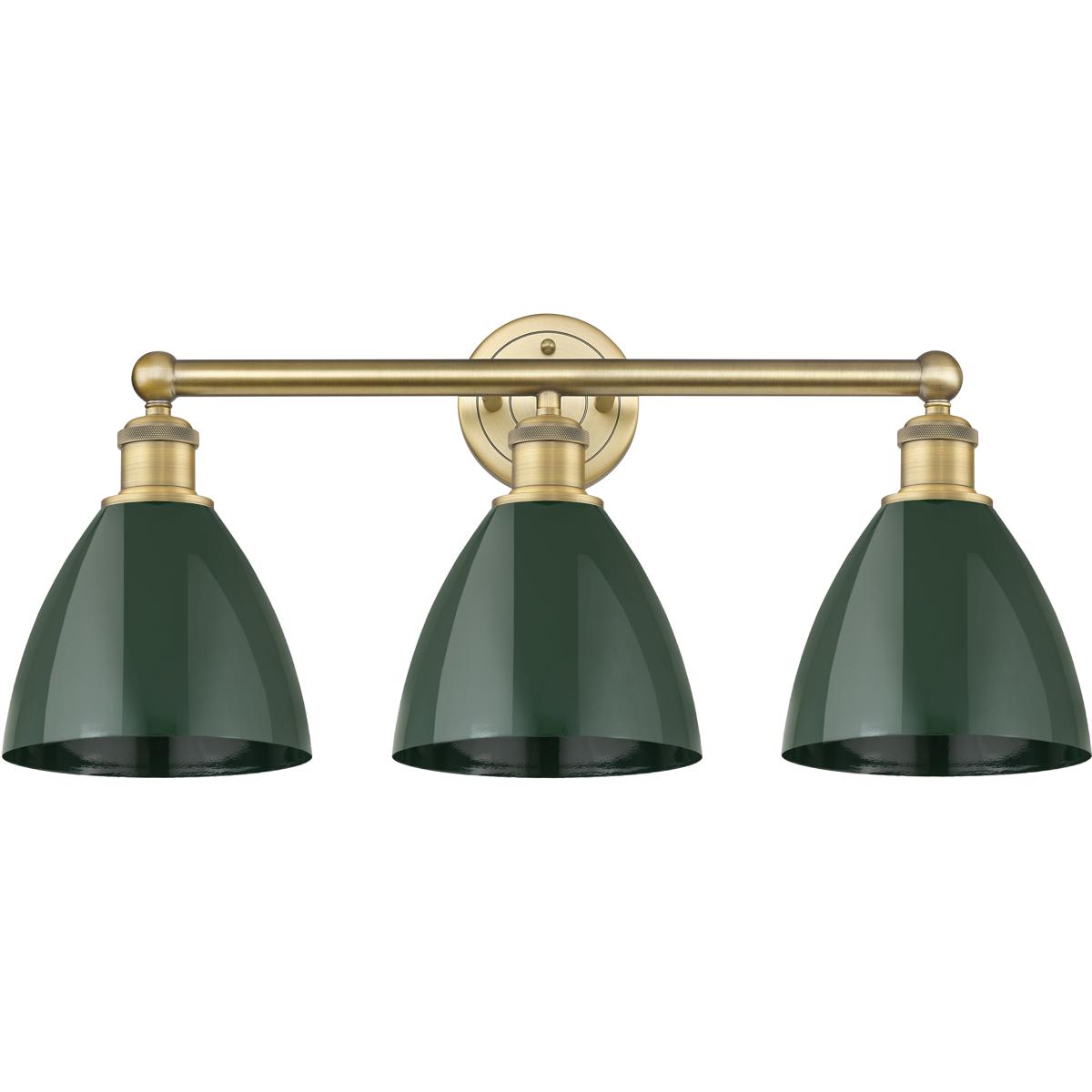 Innovations Lighting 616-3W-BB-MBD-75-GR Plymouth Dome Bathroom Vanity Light Brushed Brass