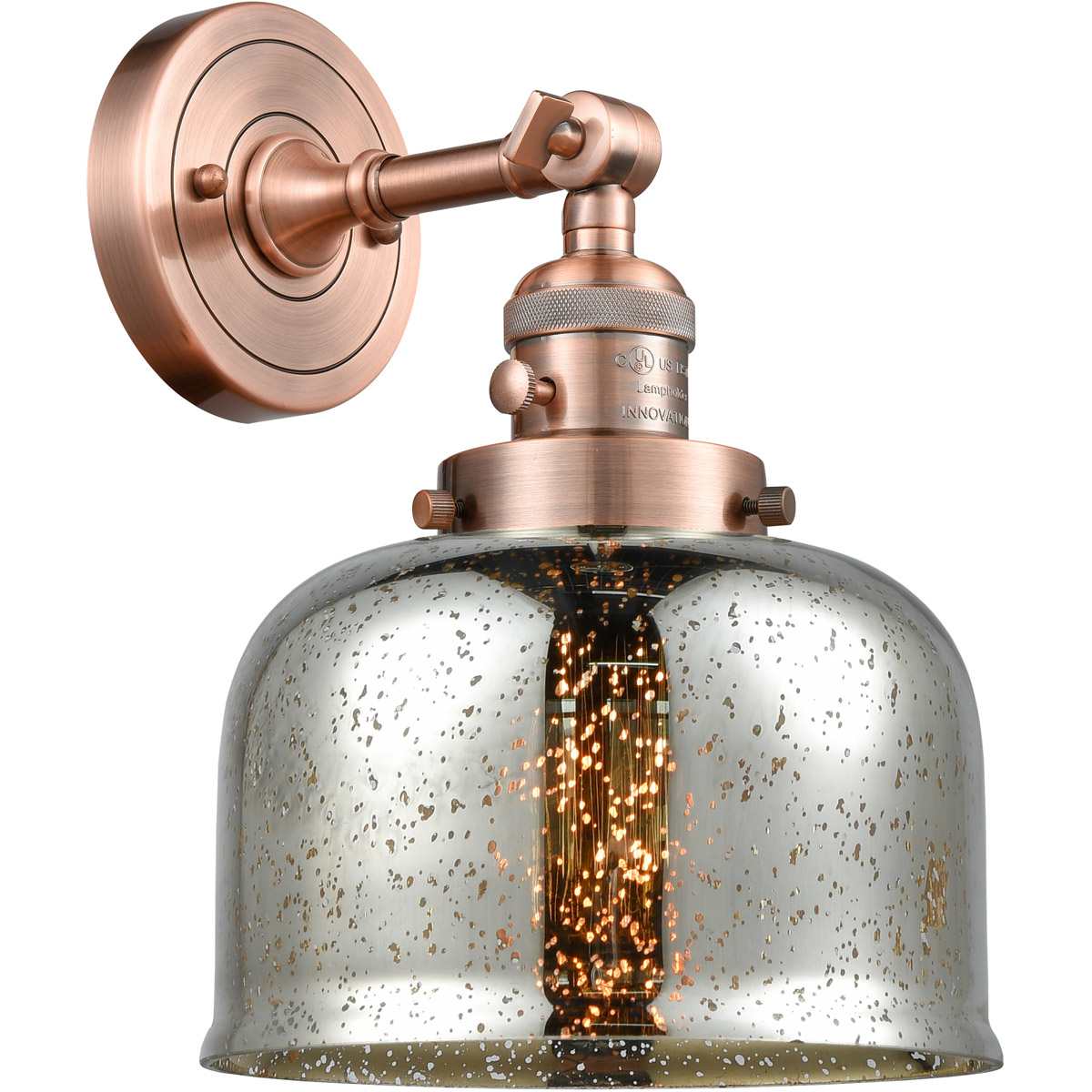 Innovations Lighting 203SW-AC-G78-LED Franklin Restoration Large Bell Wall Sconce Antique Copper
