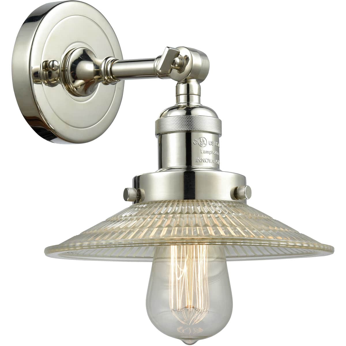 Innovations Lighting 203-PN-G2-LED Franklin Restoration Halophane Wall Sconce Polished Nickel
