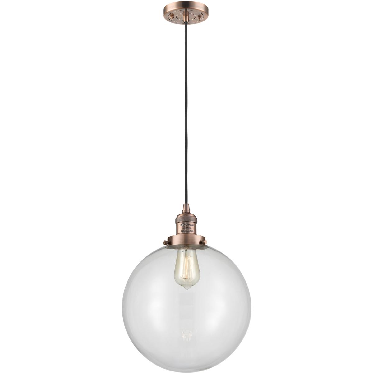 Innovations Lighting 201C-AC-G202-12-LED Franklin Restoration Beacon Mini Pendant Antique Copper