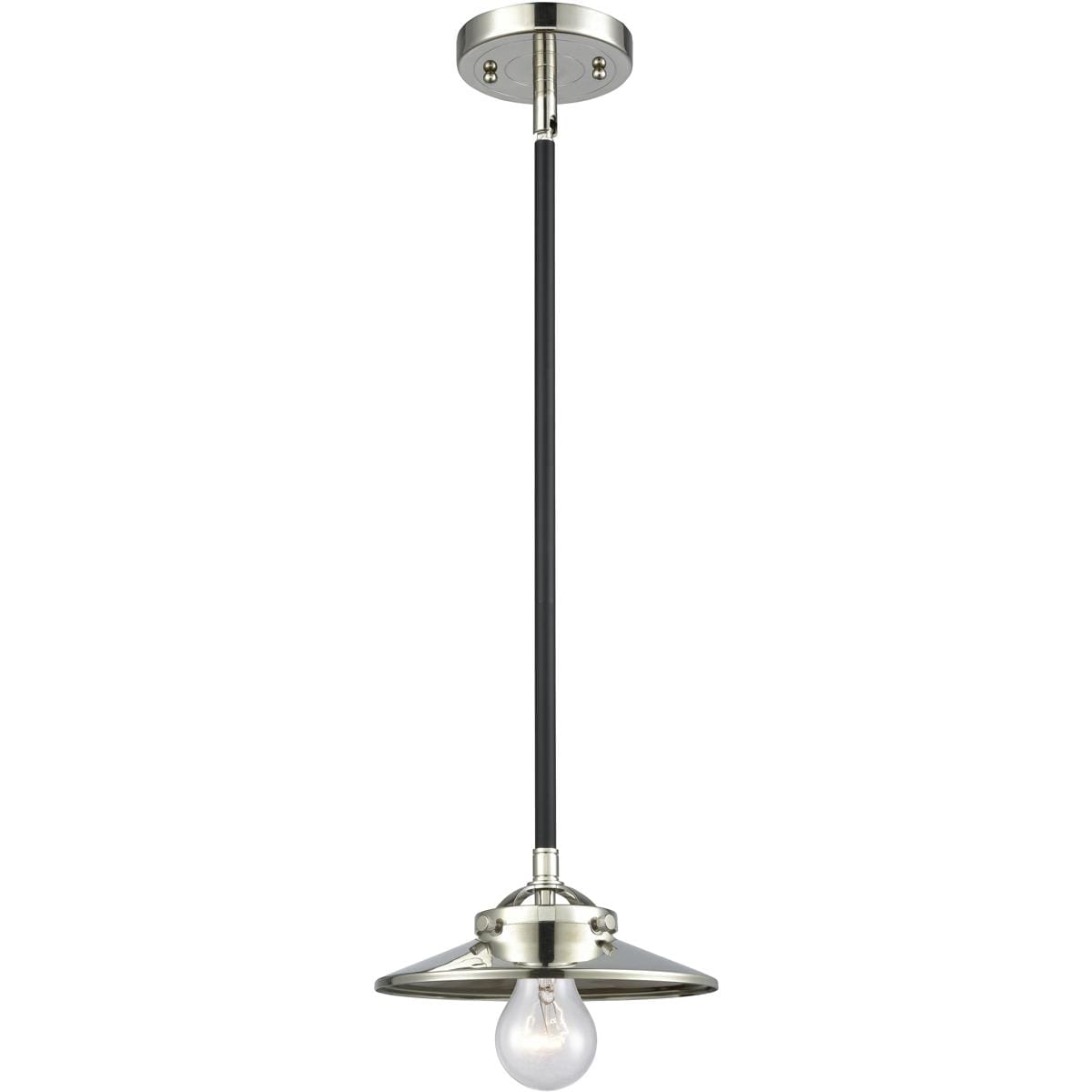Innovations Lighting 284-1S-BPN-M1-PN-LED Nouveau Railroad Mini Pendant Black Polished Nickel