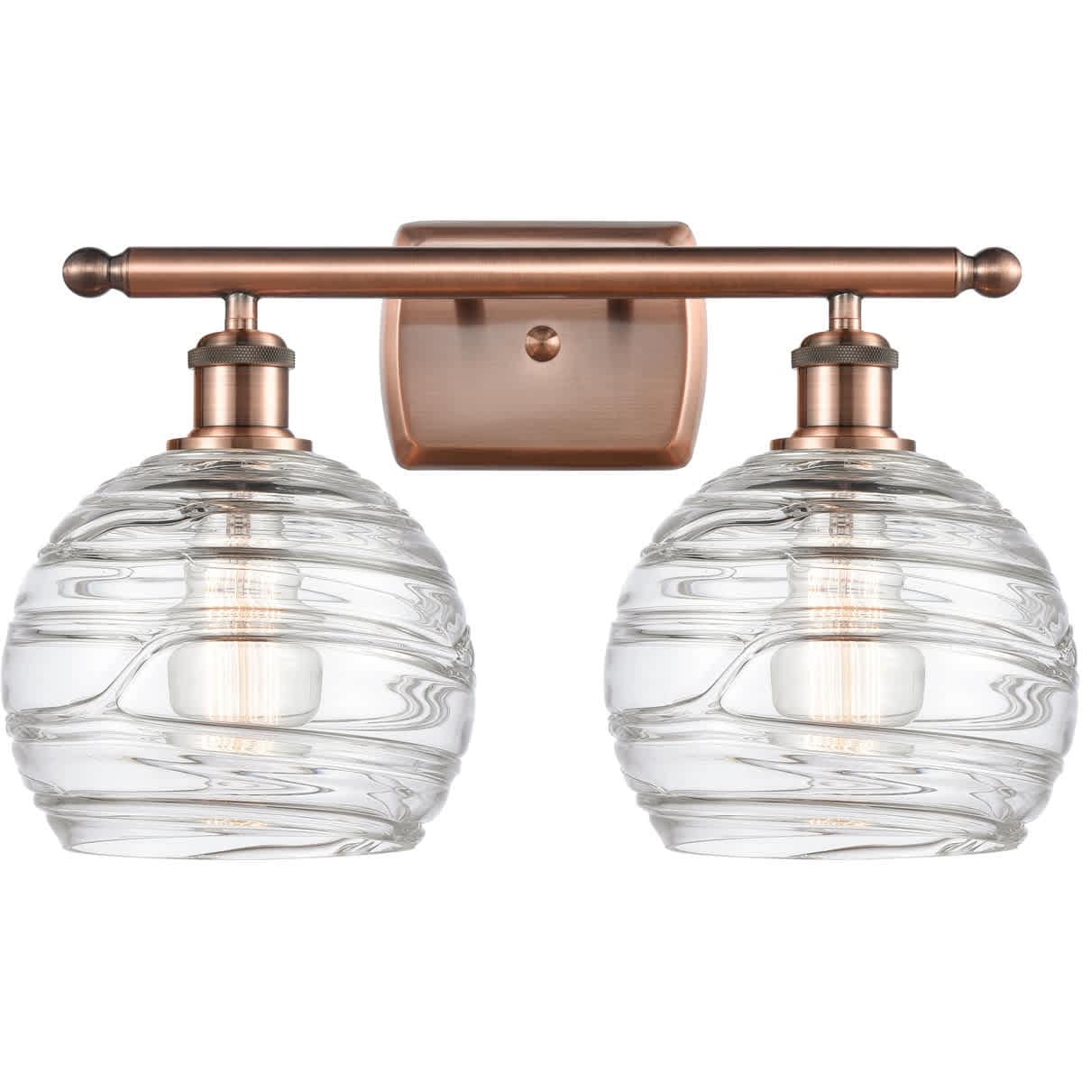 Innovations Lighting 516-2W-AC-G1213-8 Ballston Deco Swirl Bathroom Vanity Light Antique Copper