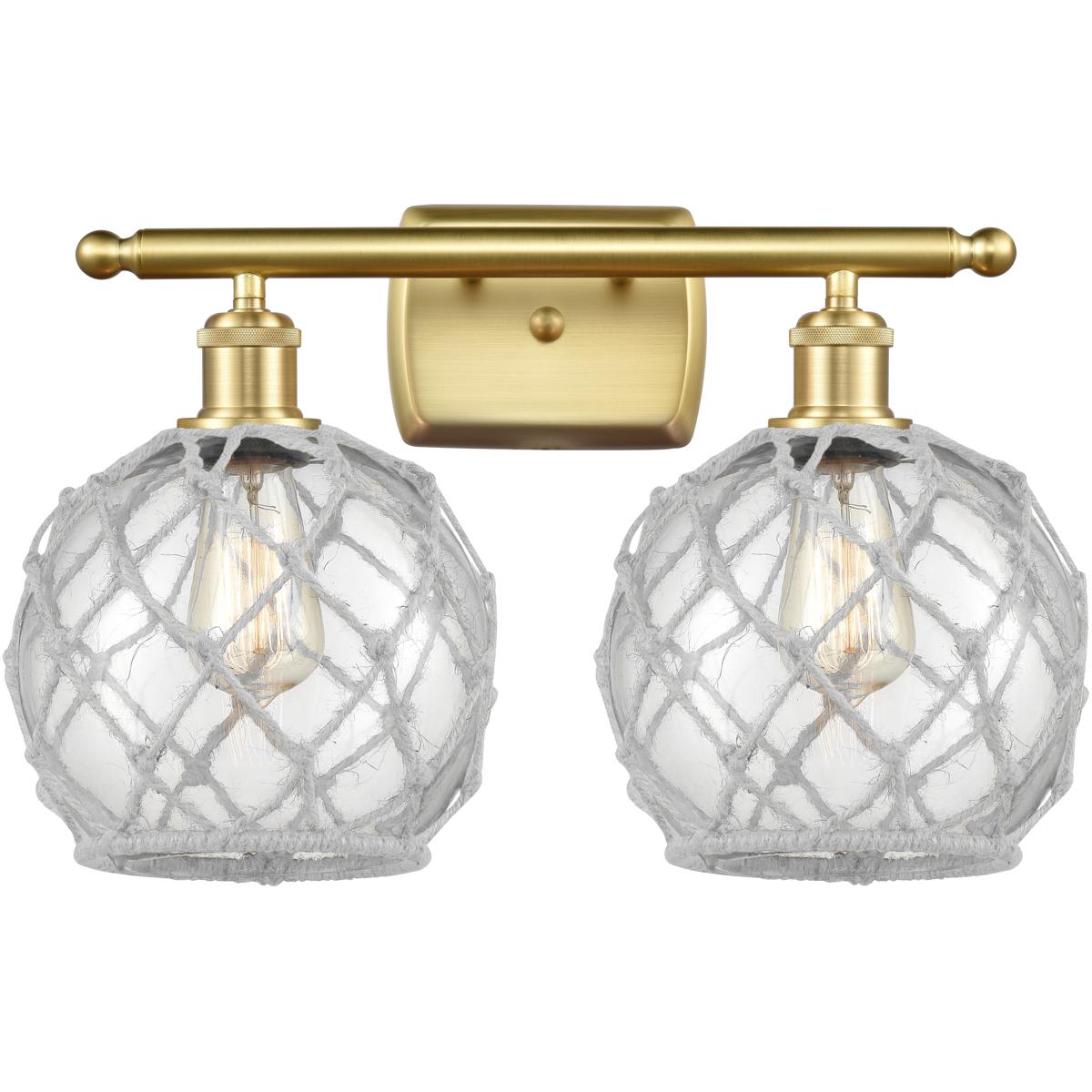 Innovations Lighting 516-2W-SG-G122-8RW-LED Ballston Farmhouse Rope Bathroom Vanity Light Satin Gold