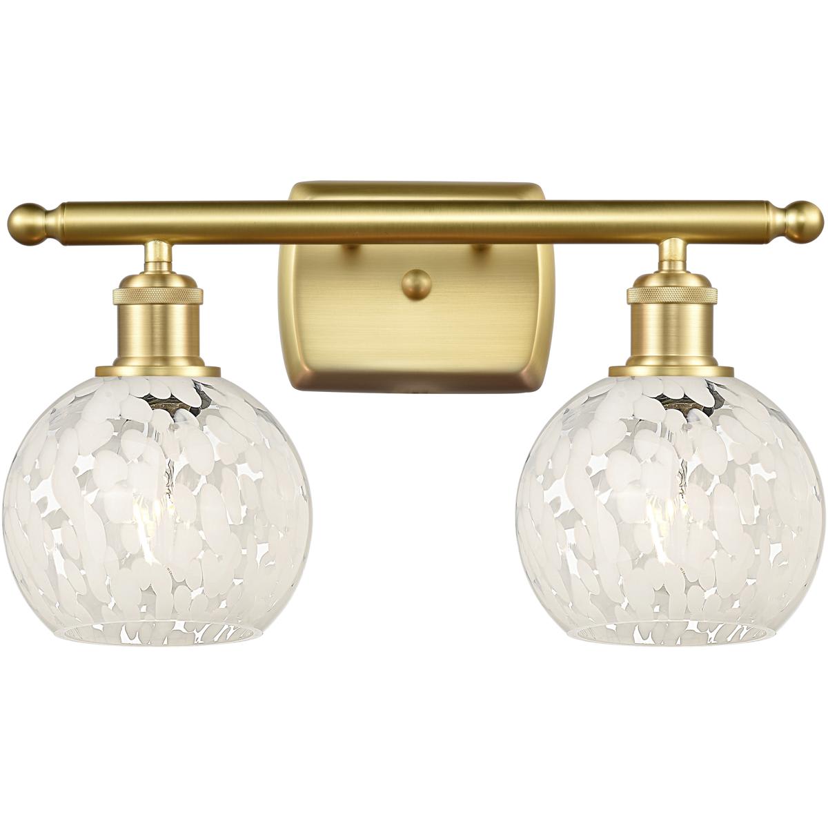 Innovations Lighting 516-2W-SG-G1216-6WM Ballston White Mouchette Bathroom Vanity Light Satin Gold