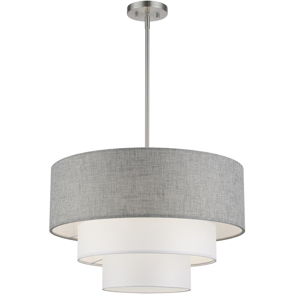 Livex Lighting 60016-91 Brookmeade 4 Light 23 inch Brushed Nickel Pendant Chandelier Ceiling Light