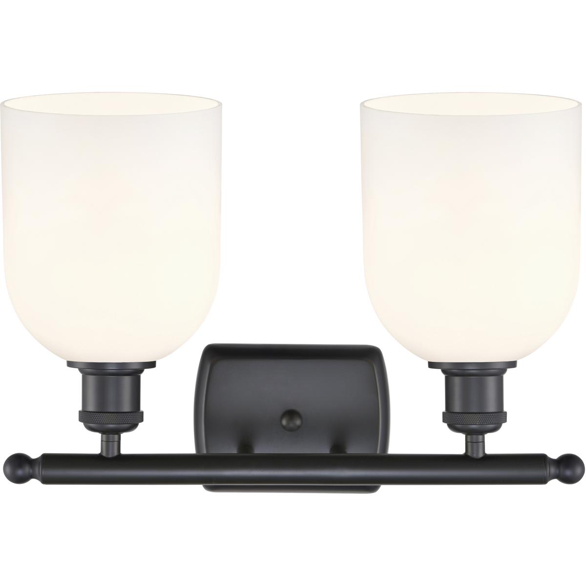 Innovations Lighting 516-2W-BK-G558-6GWH Ballston Bella Bathroom Vanity Light Matte Black