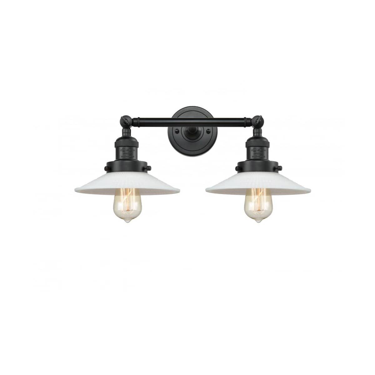 Innovations Lighting 208-BK-G1-LED Franklin Restoration Halophane Bathroom Vanity Light Matte Black