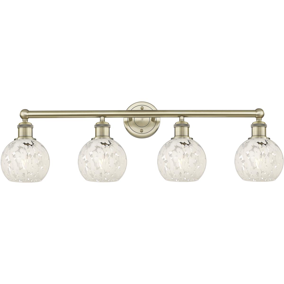 Innovations Lighting 616-4W-AB-G1216-6WM Edison White Mouchette Bathroom Vanity Light Antique Brass