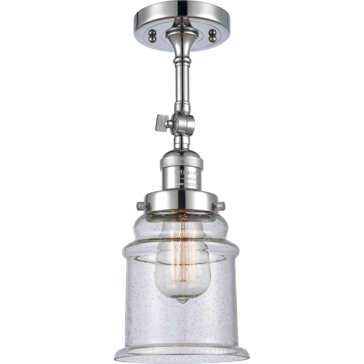 Innovations Lighting 201F-PC-G184-LED Franklin Restoration Canton Semi-Flush Mount Polished Chrome