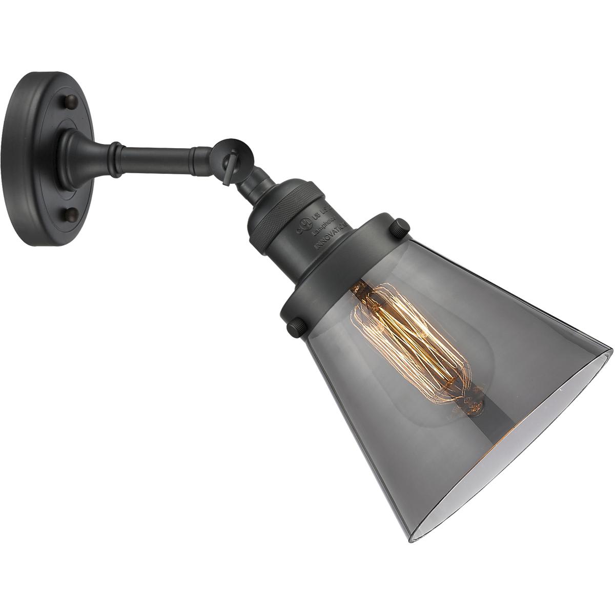 Innovations Lighting 203-BK-G63-LED Franklin Restoration Small Cone Wall Sconce Matte Black