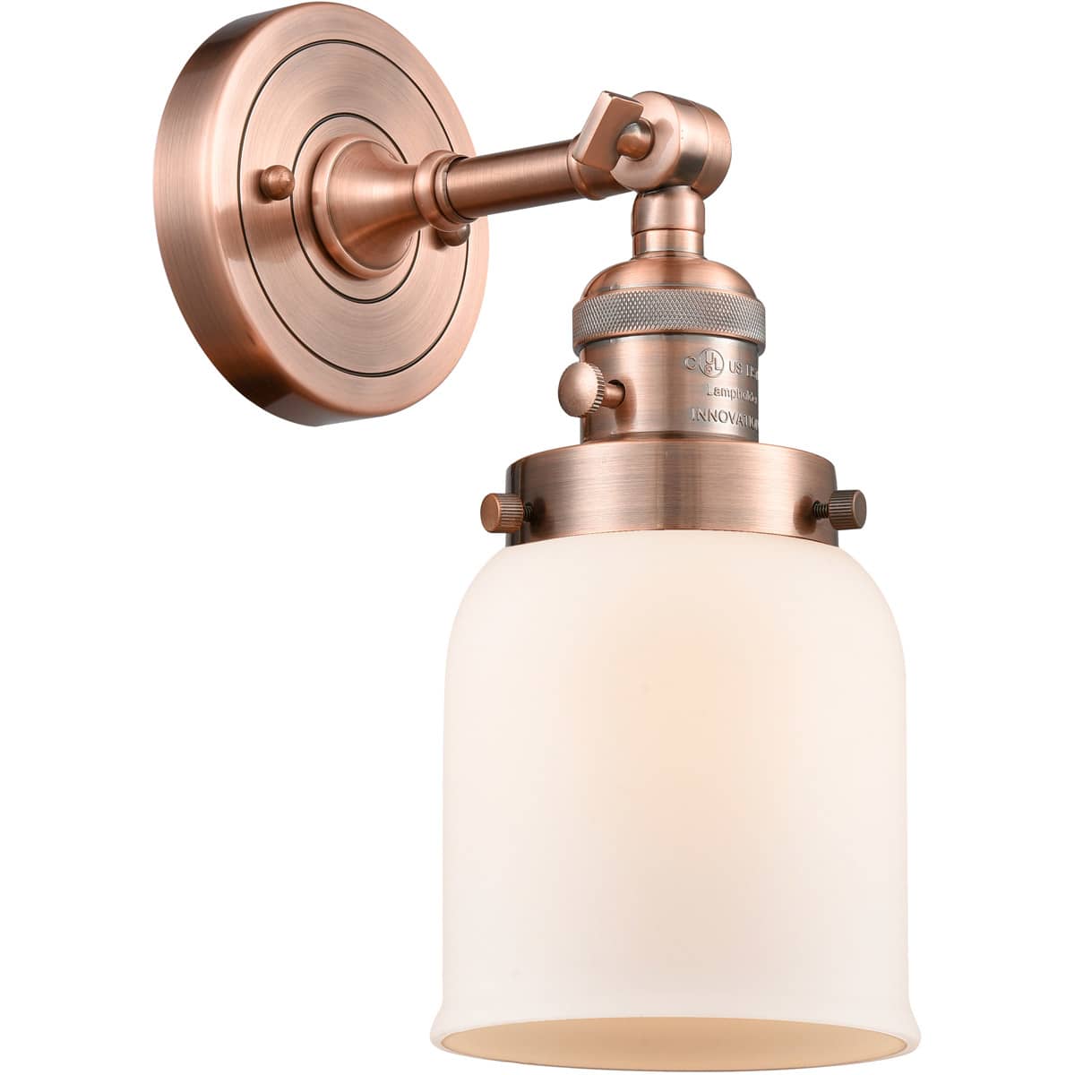 Innovations Lighting 203SW-AC-G51-LED Franklin Restoration Small Bell Wall Sconce Antique Copper