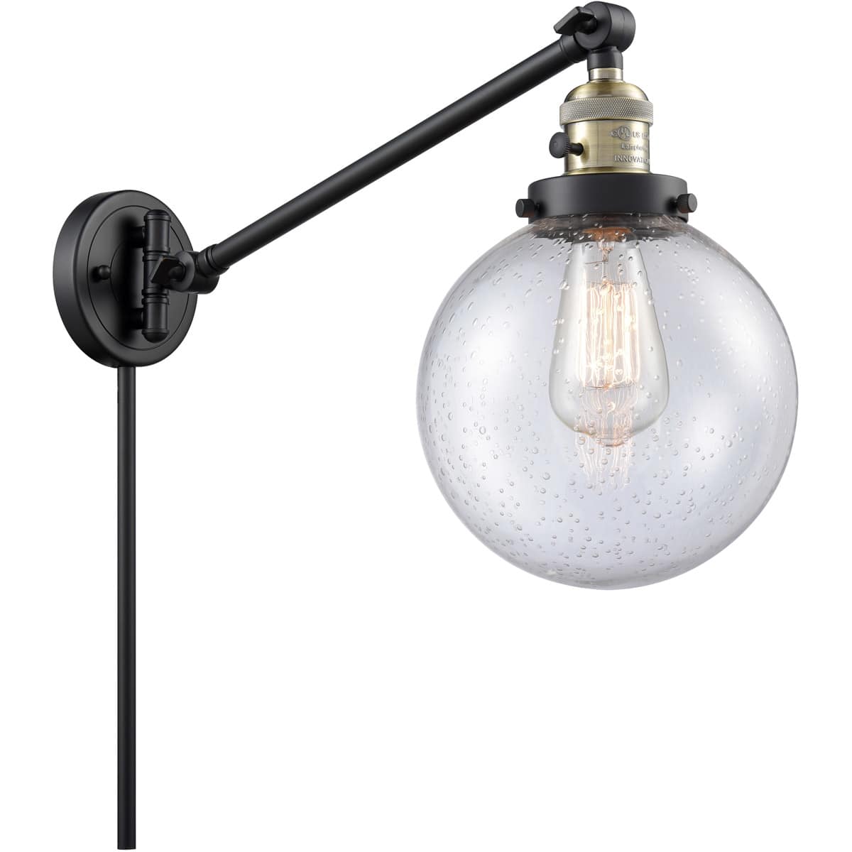Innovations Lighting 237-BAB-G204-8-LED Large Beacon Swing Arm or Wall Lamp Black Antique Brass
